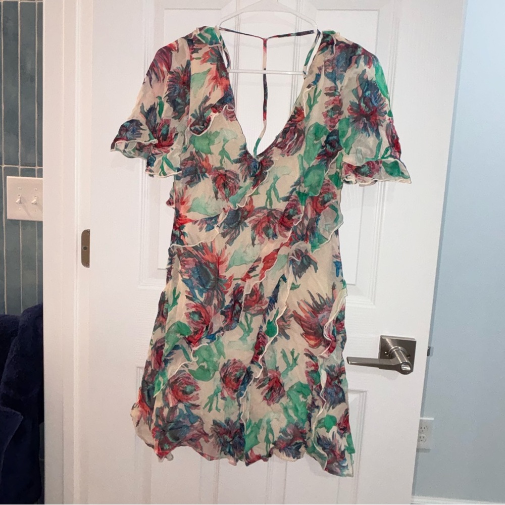 Vibrant Floral V-Neck Dress
